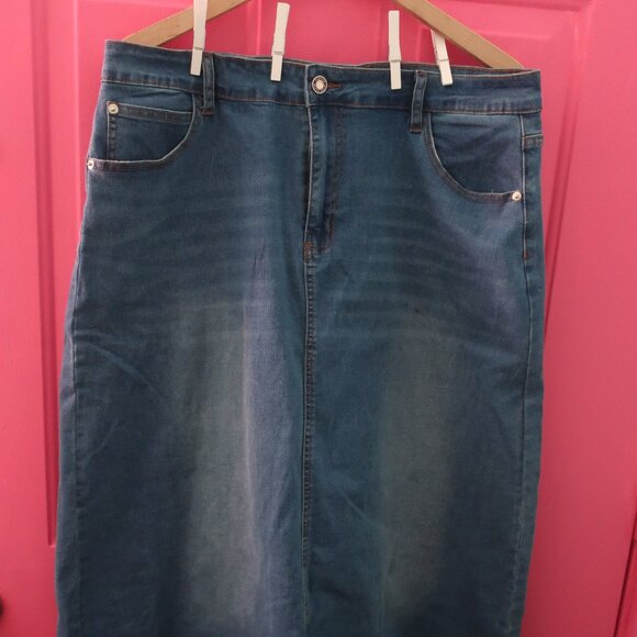 Generic Stretch Denim Maxi Skirt XL - Picture 1 of 4